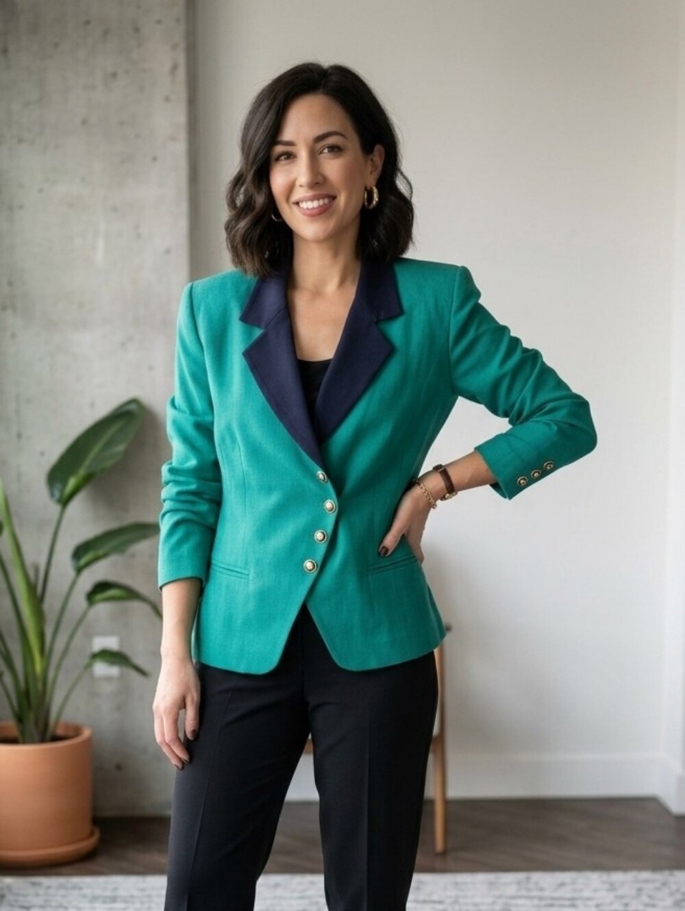 Vintage 80s/90s Karen Scott Asymmetric Colorblock Blazer